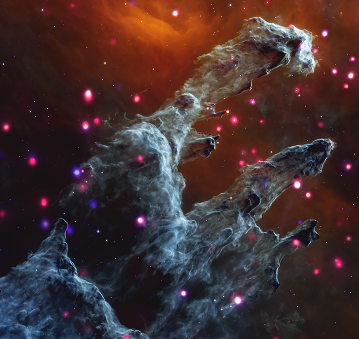 Webb Chandra The Eagle Nebula, also called M16 or the "Pillars of Creation."